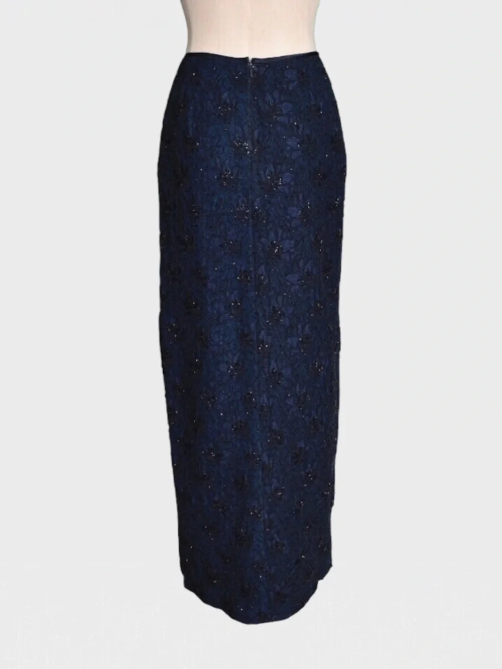 Carmen Marc Valvo Beaded Lace Maxi Skirt‎